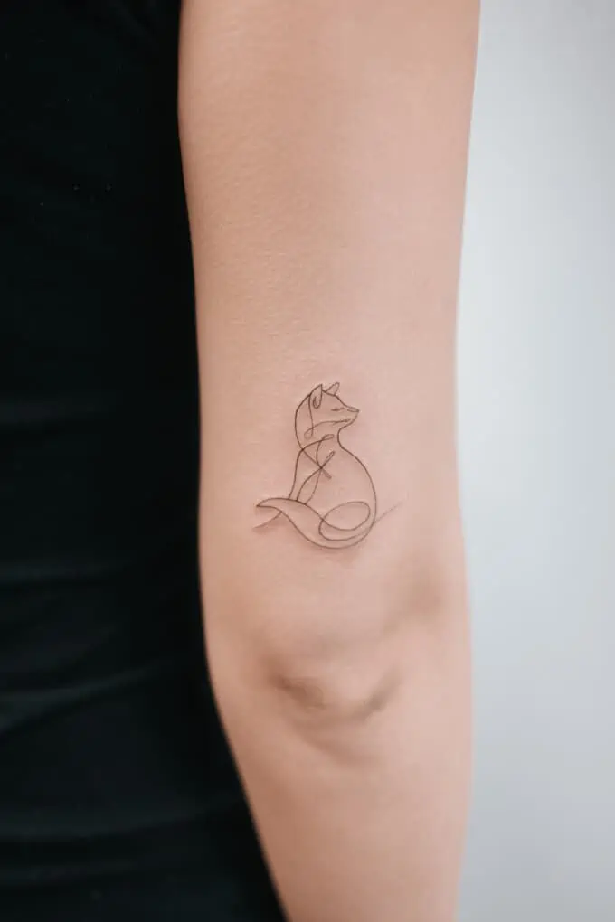 One lined side profile tattoo on the feet | www.otziapp.com | Minimalist  tattoo, Line tattoos, Line art tattoos