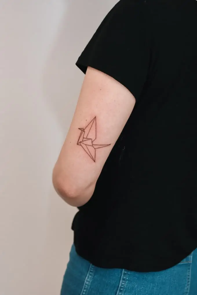 3D Crane Tattoo On Wrist