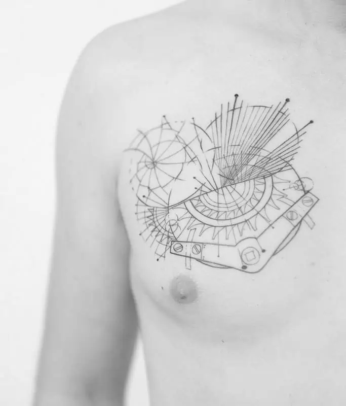 chest custom tattoo geometric