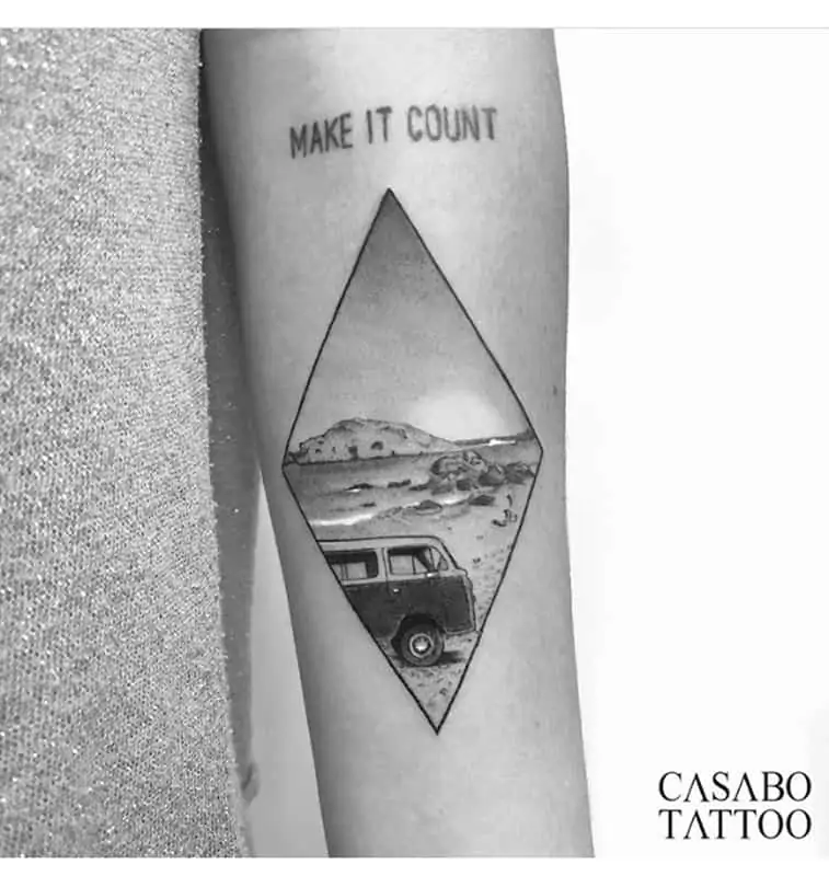 diamond shape with car geometric tattoo