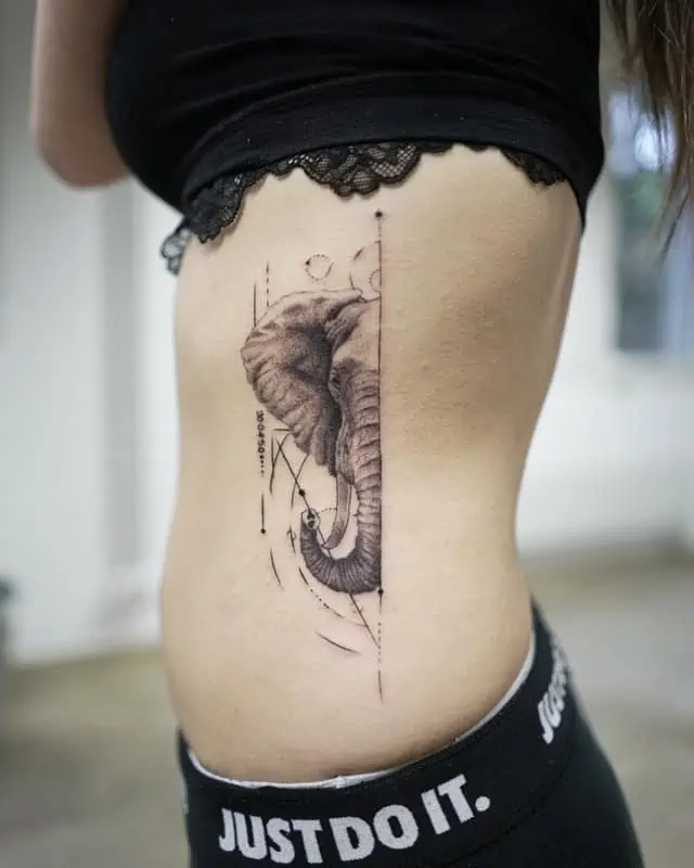elephant rib tattoo geometric