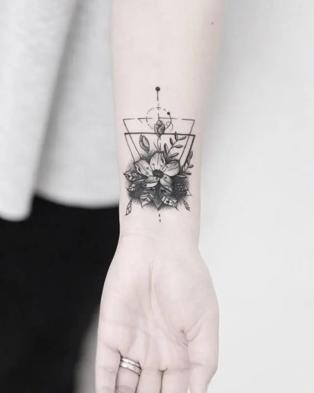 Line Flower Tattoo Design - Temu