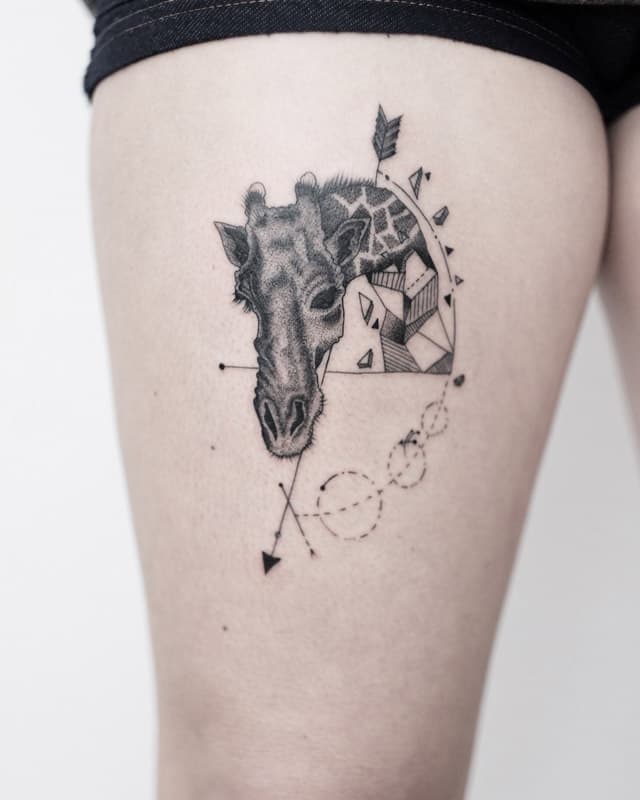 giraffe geometric tattoo