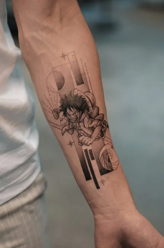 one piece anime geometric tattoo