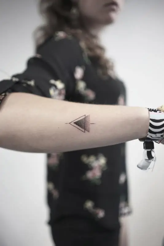 small triangle foremarm geometric tattoo