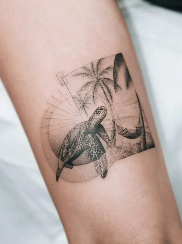 Tropical island scenery tattoo  Tattoogridnet