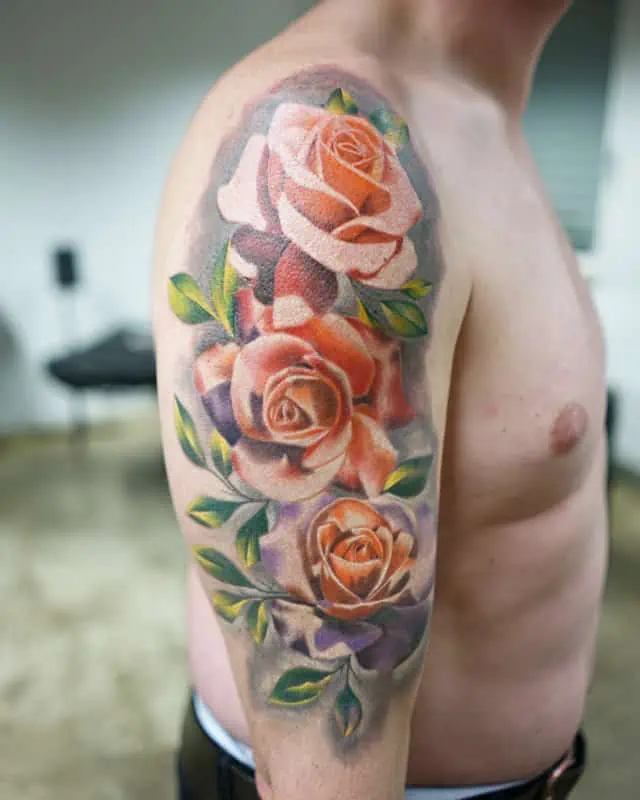 roses arm tattoo realistic