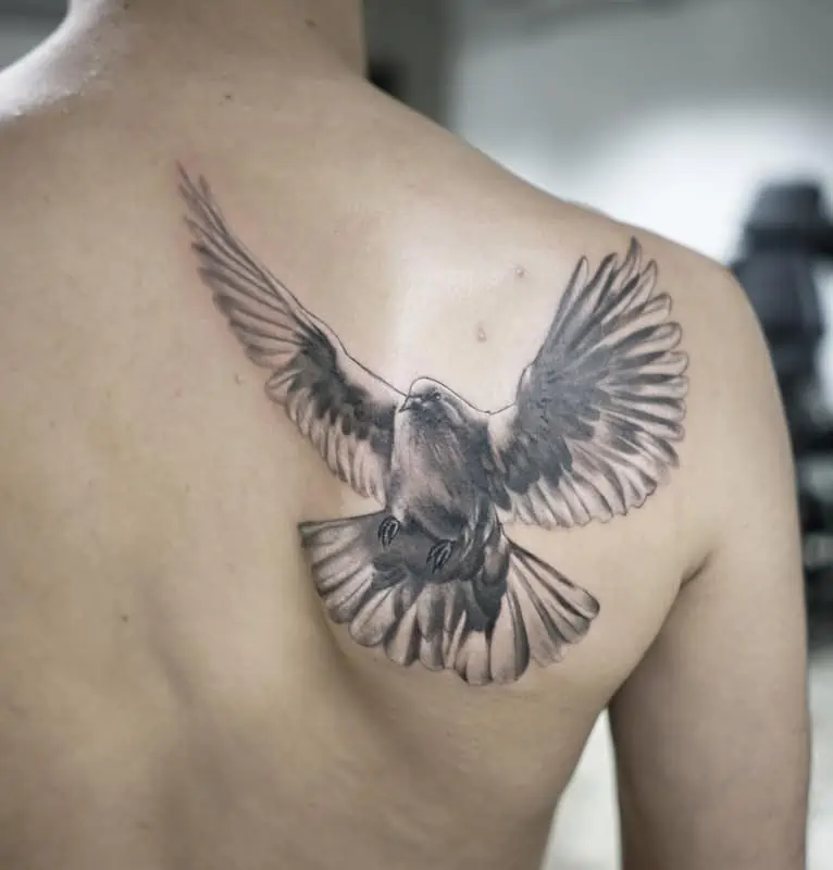 eagle upper back tattoo